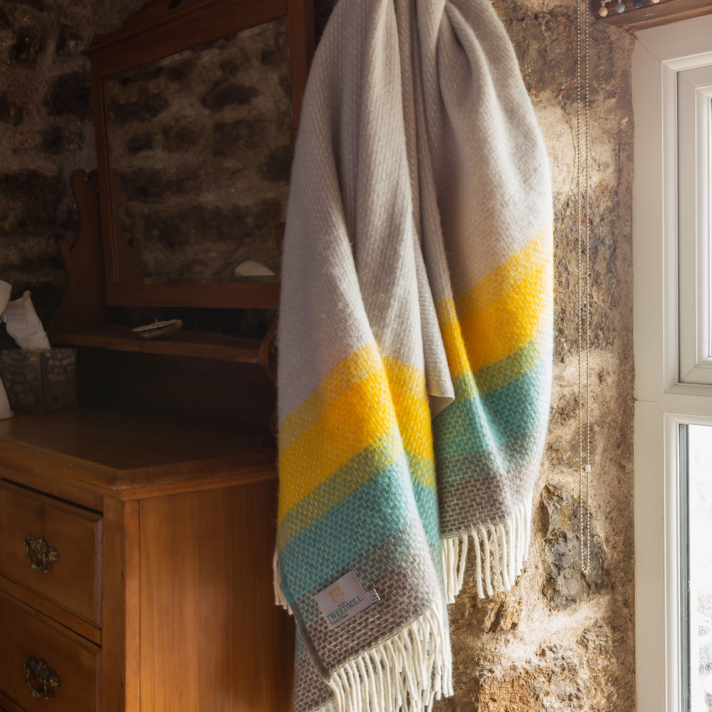 Tweedmill Ombre Pure New Wool Throw, Tidal