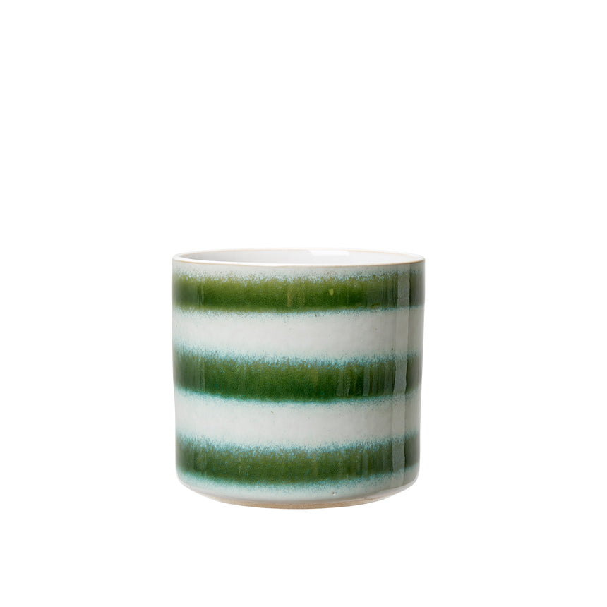 Wikholm Cora Striped Ceramic Plant Pot, Green