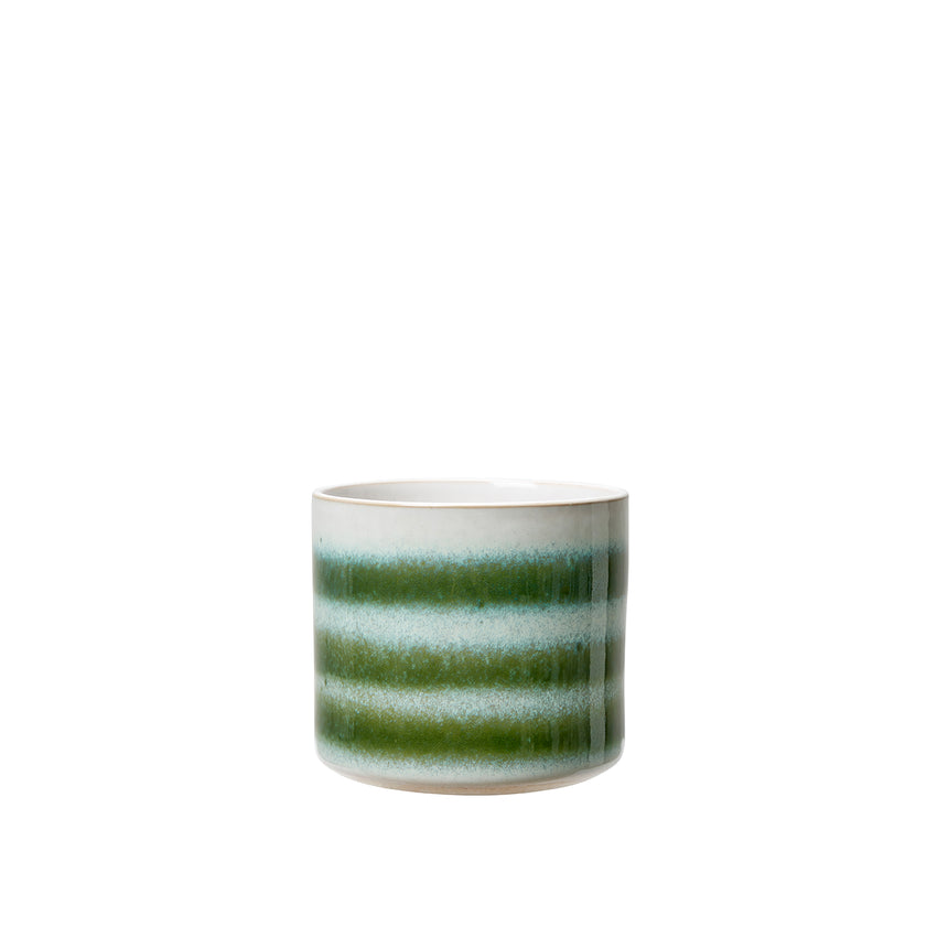 Wikholm Cora Striped Ceramic Plant Pot, Green