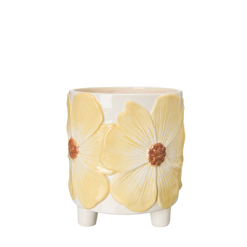 Wikholm Esther Footed Ceramic Plant Pot, Yellow
