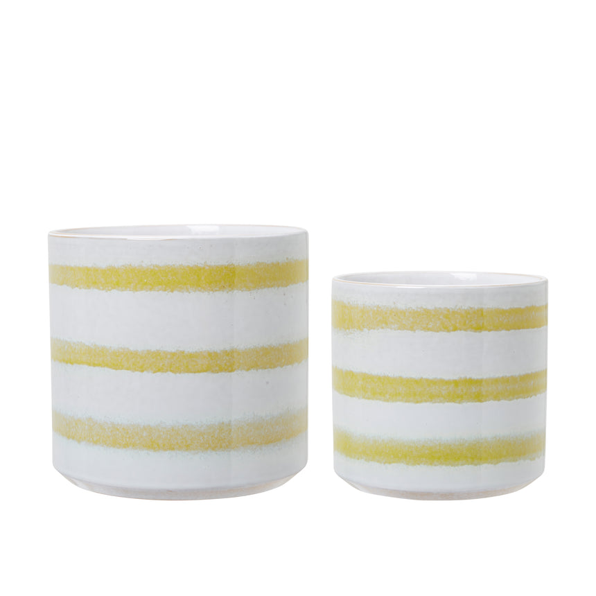 Wikholm Cora Striped Ceramic Plant Pot, Yellow
