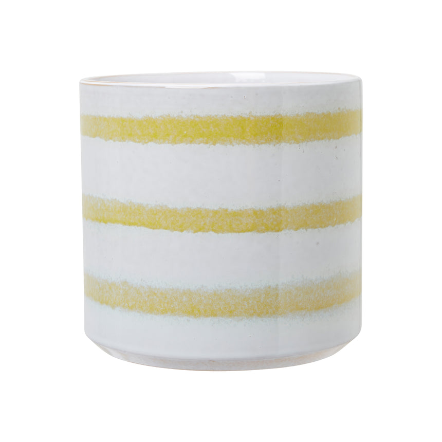 Wikholm Cora Striped Ceramic Plant Pot, Yellow