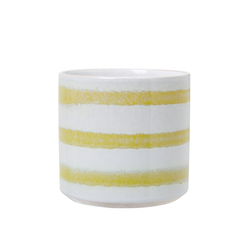 Wikholm Cora Striped Ceramic Plant Pot, Yellow