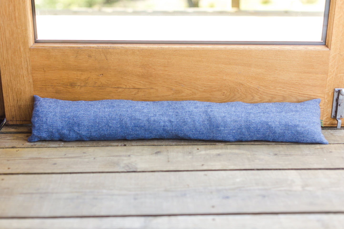 Tweedmill Wool Draught Excluder, Herringbone Slate Blue