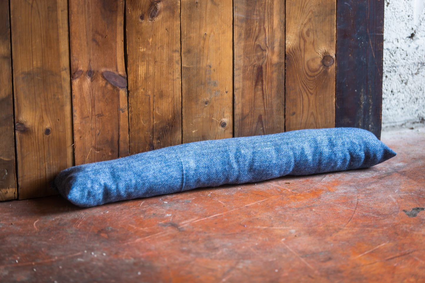 Tweedmill Wool Draught Excluder, Herringbone Slate Blue