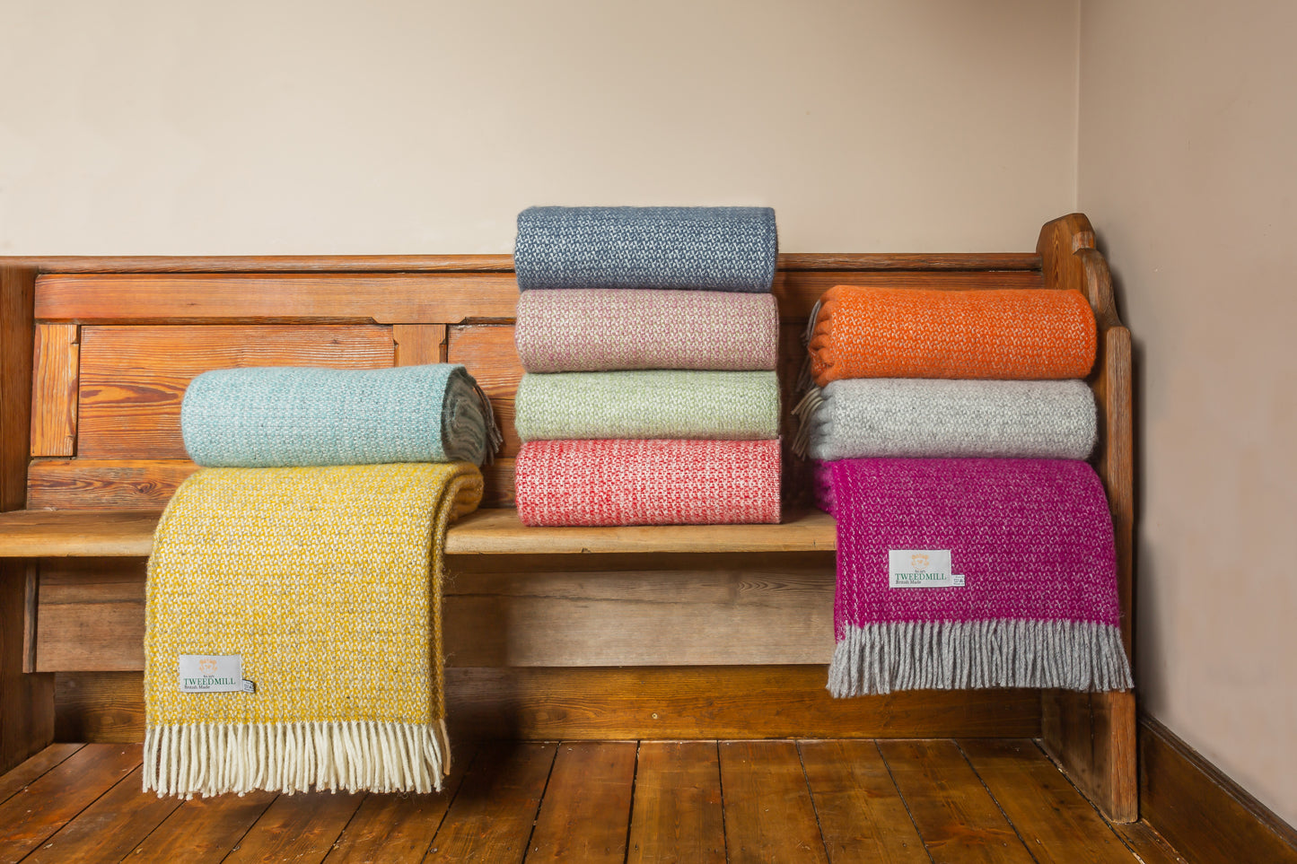 Tweedmill Illusion Pure New Wool Throw Blanket, Blue Slate