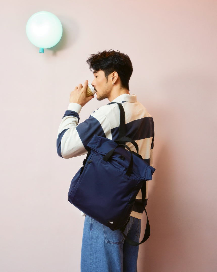 Roka London Black Label, Camden P Rucksack, Midnight (Sustainable Nylon)