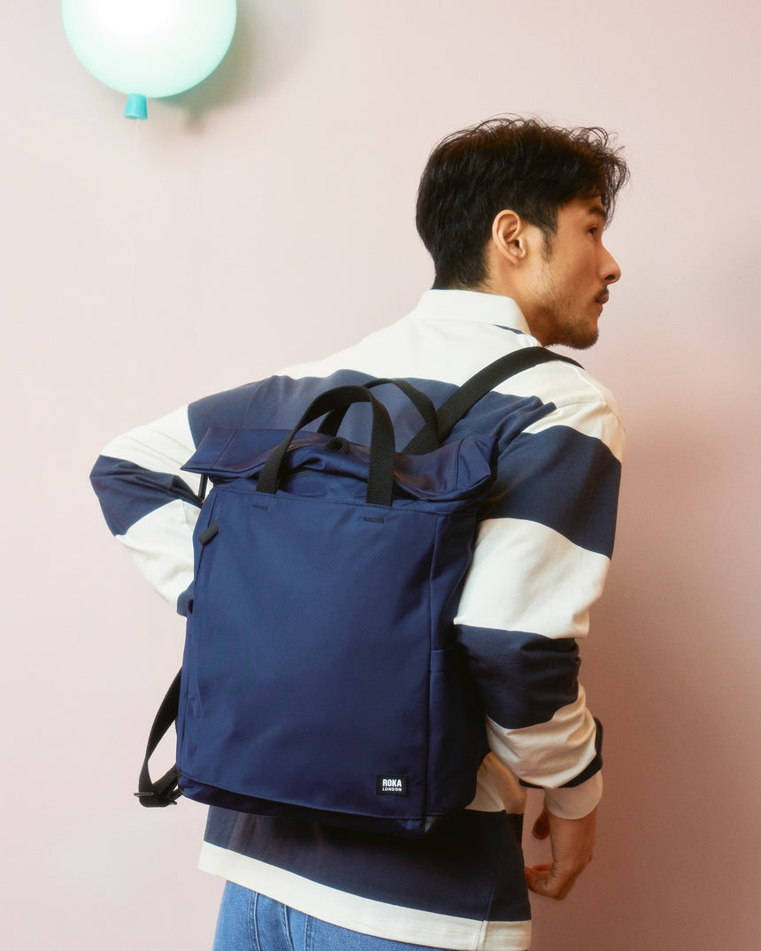 Roka London Black Label, Camden P Rucksack, Midnight (Sustainable Nylon)