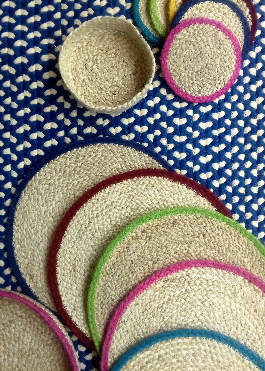 The Braided Rug Company Jute Coasters, Mixed Tulip (Set Of 6)