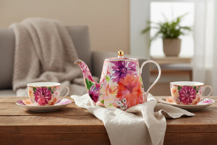 Maxwell & Williams Teas & C’S Dahlia Daze Teapot With Infuser, Pink