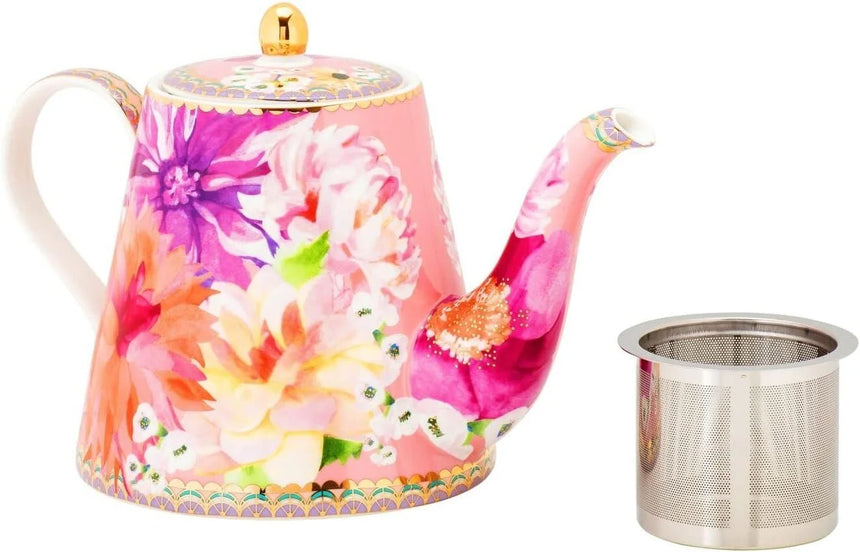 Maxwell & Williams Teas & C’S Dahlia Daze Teapot With Infuser, Pink