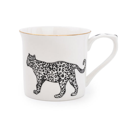 Fine Bone China Monochrome Mug, Cheetah