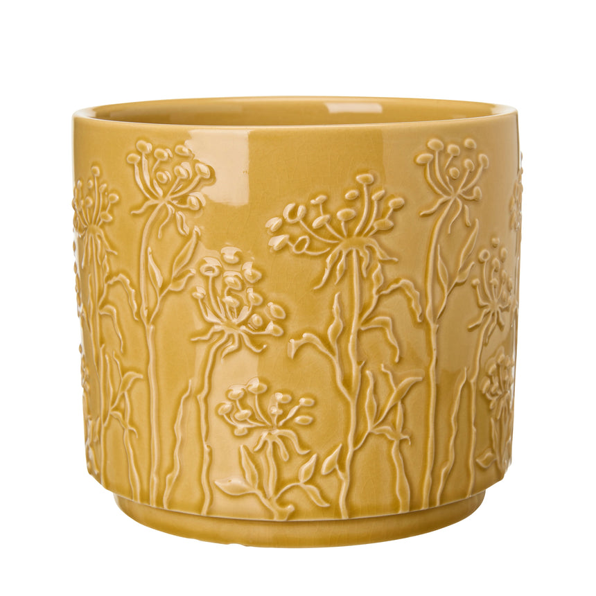 Wikholm Gunnel Ceramic Plant Pot, Yellow