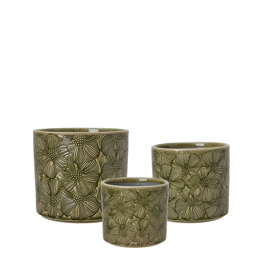 Wikholm  Meave Ceramic Plant Pot, Green