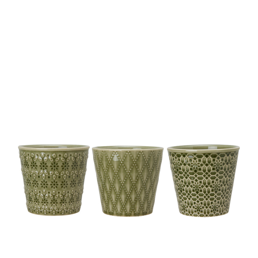 Wikholm Veda Ceramic Mini Plant Pots, Green (Set Of 3)