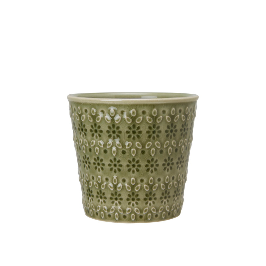 Wikholm Veda Ceramic Mini Plant Pots, Green (Set Of 3)
