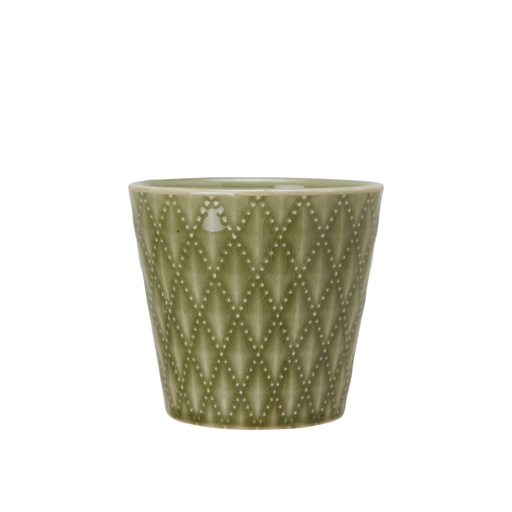 Wikholm Veda Ceramic Mini Plant Pots, Green (Set Of 3)