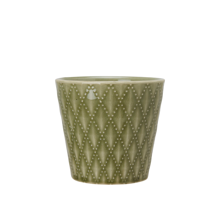 Wikholm Veda Ceramic Mini Plant Pots, Green (Set Of 3)