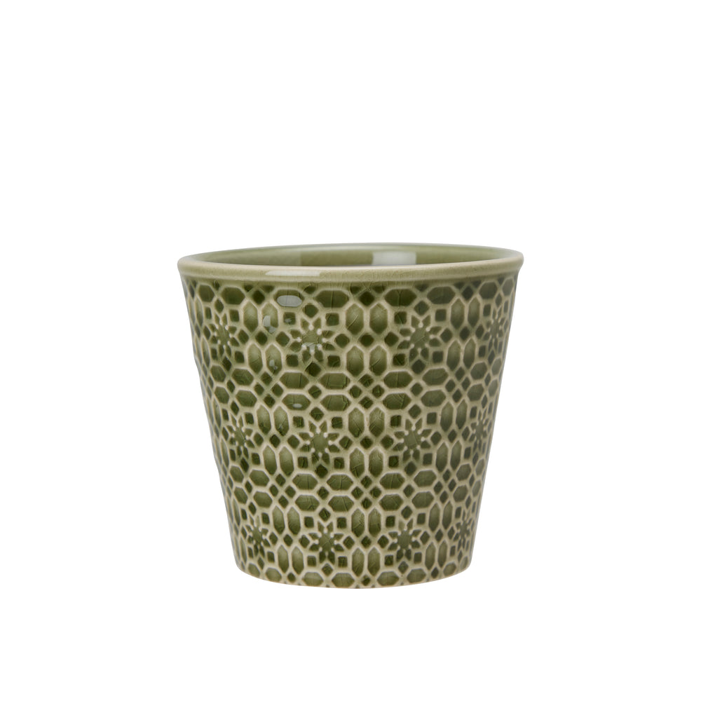 Wikholm Veda Ceramic Mini Plant Pots, Green (Set Of 3)