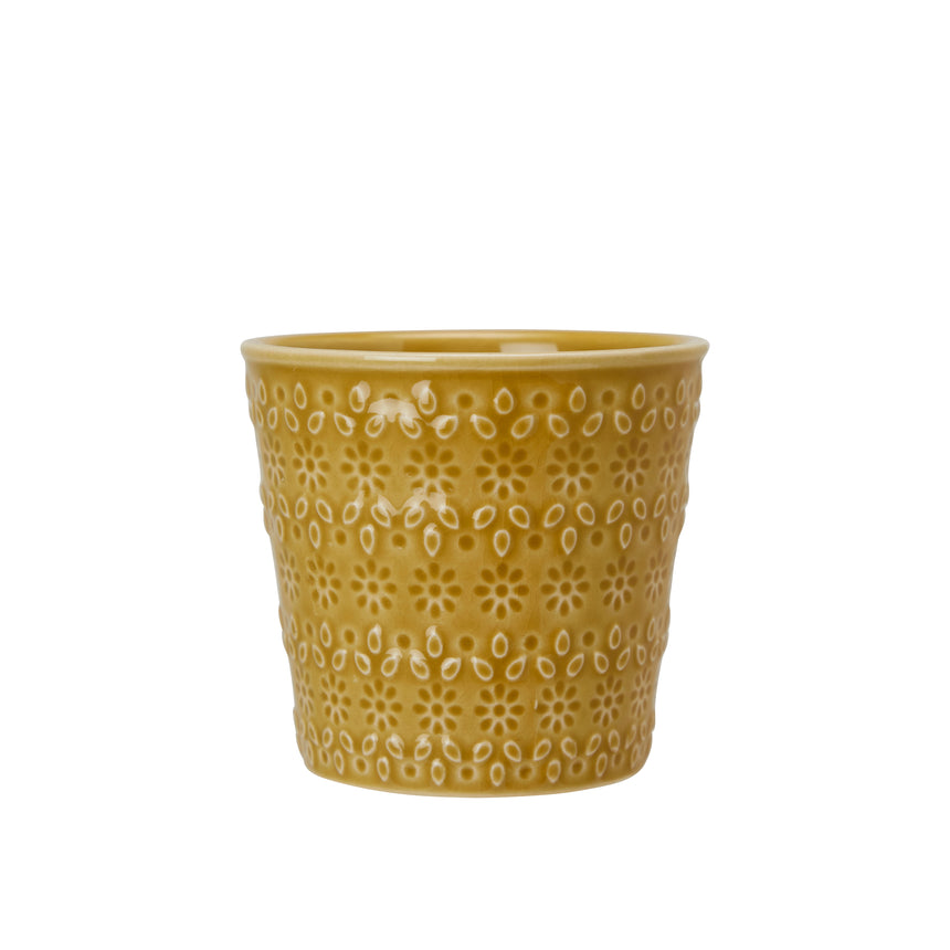 Wikholm Veda Ceramic Mini Plant Pot, Yellow (Set Of 3)