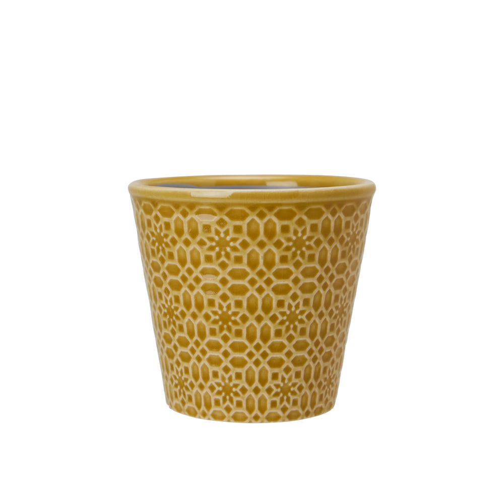Wikholm Veda Ceramic Mini Plant Pot, Yellow (Set Of 3)