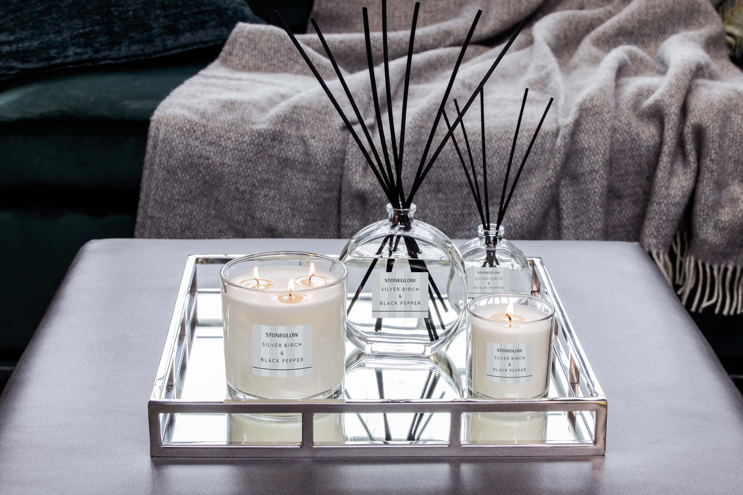 Stoneglow Modern Classics Collection Scented Candle, Silver Birch & Black Pepper
