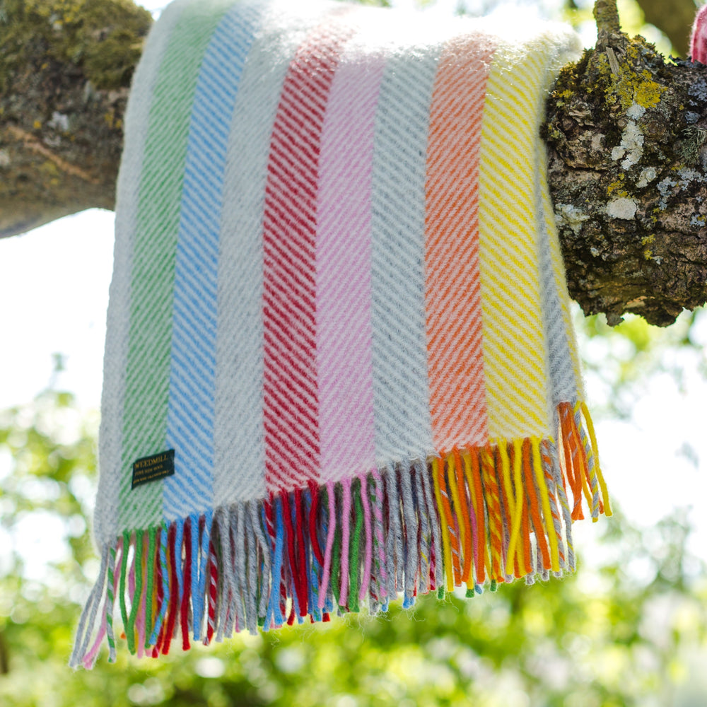 Tweedmill  Pure New Wool Throw, Stripe Rainbow