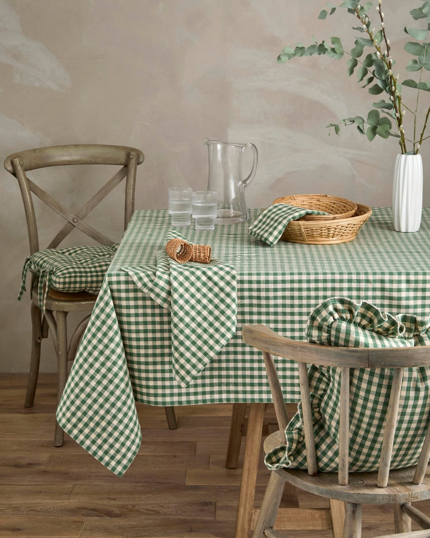 Walton & Co Gingham Cotton Tablecloth, Foliage Green
