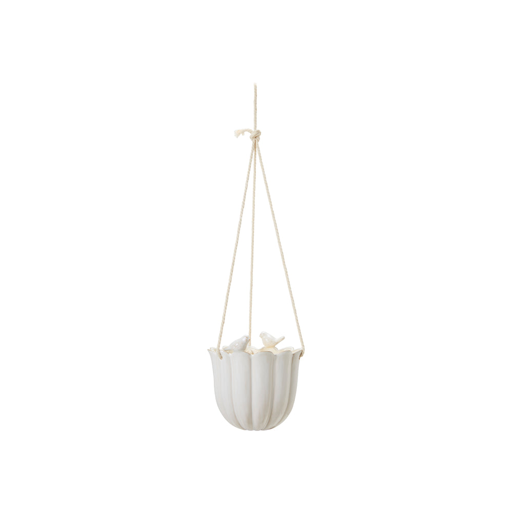 Wikholm Bonnie Ceramic Hanging Planter, Off White
