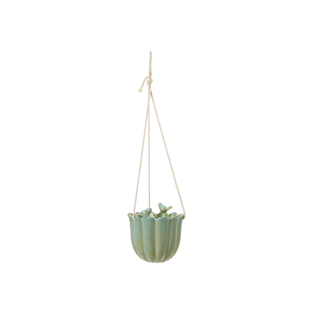 Wikholm Bonnie Ceramic Hanging Planter, Green