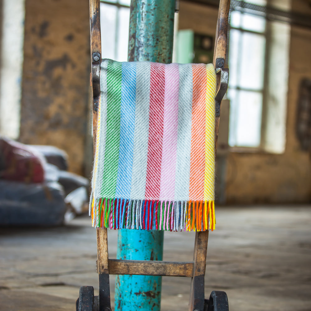 Tweedmill  Pure New Wool Throw, Stripe Rainbow
