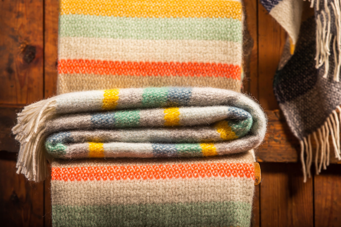 Tweedmill Illusion Stripe Pure New Wool Throw Blanket, Spring