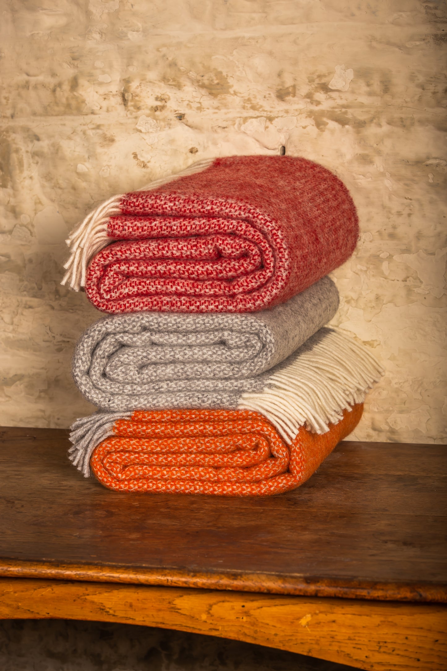 Tweedmill Illusion Pure New Wool Throw Blanket, Pumpkin