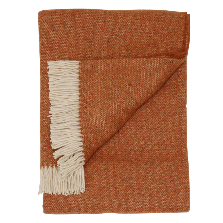 Bronte By Moon Donegal Pure New Wool Throw, Orange