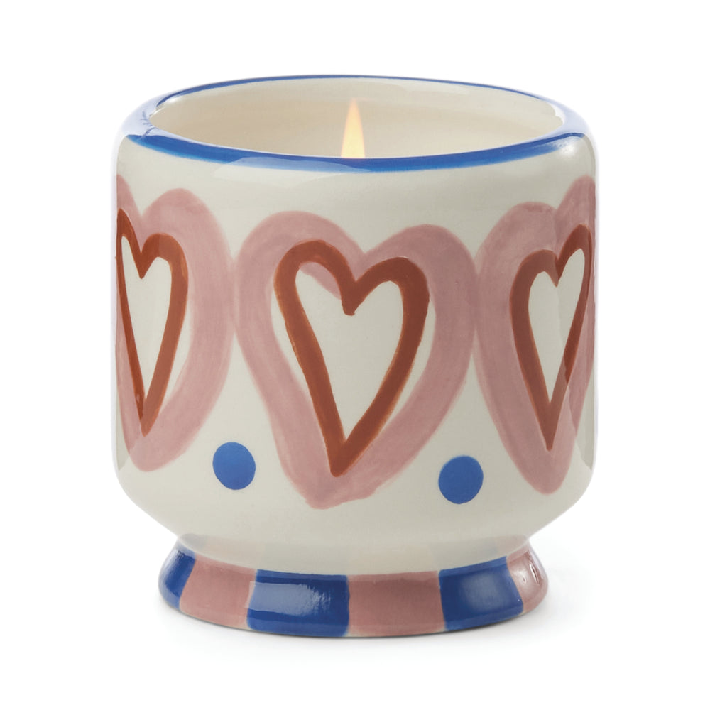 Paddywax A Dopo Hearts Ceramic Scented Candle, Rosewood & Vanilla
