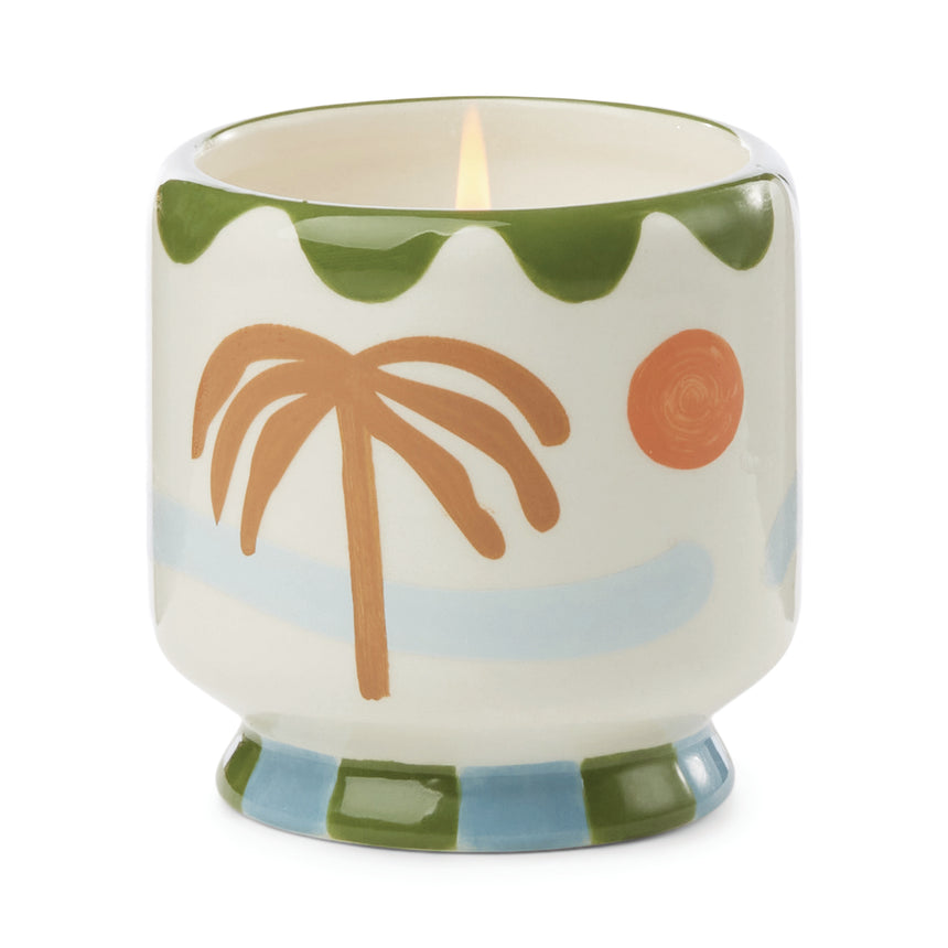 Paddywax A Dopo Palm Tree Ceramic Scented Candle, Sea Salt & Dewy Melon