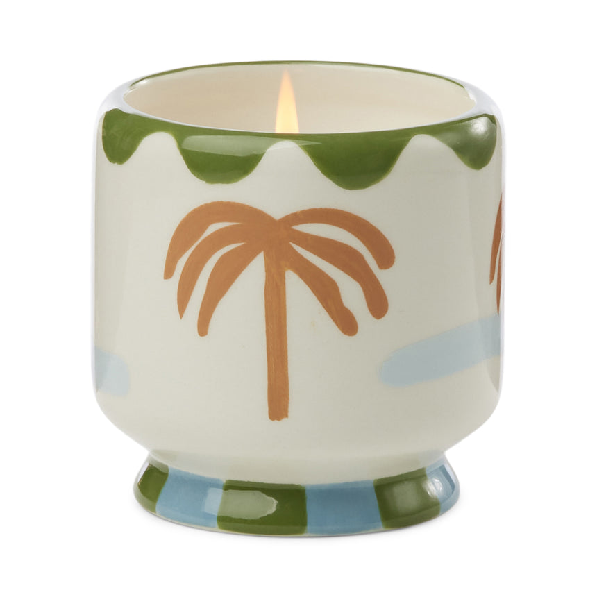 Paddywax A Dopo Palm Tree Ceramic Scented Candle, Sea Salt & Dewy Melon