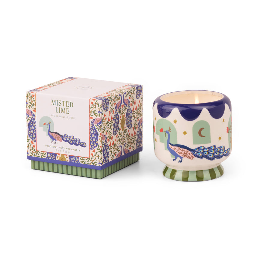 Paddywax A Dopo Peacock Ceramic Scented Candle, Misted Lime