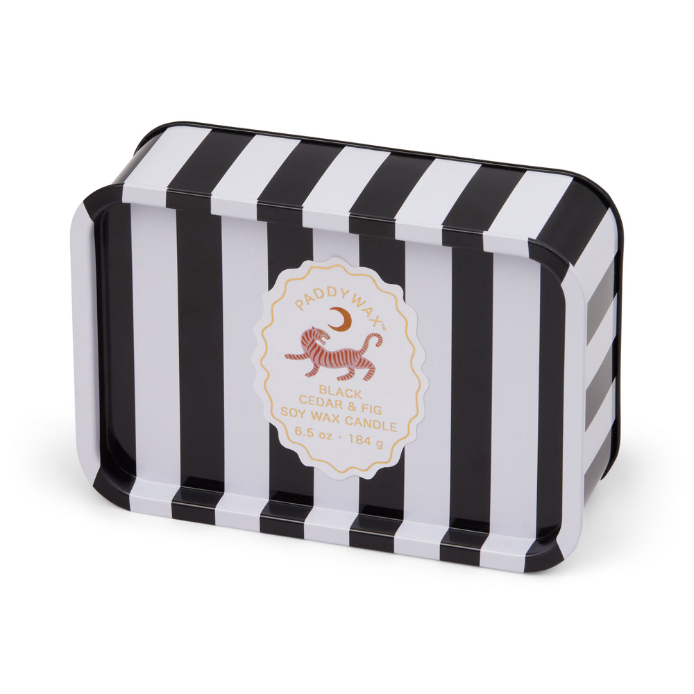 Paddywax A Dopo Tiger Tin Scented Candle, Black Cedar & Fig