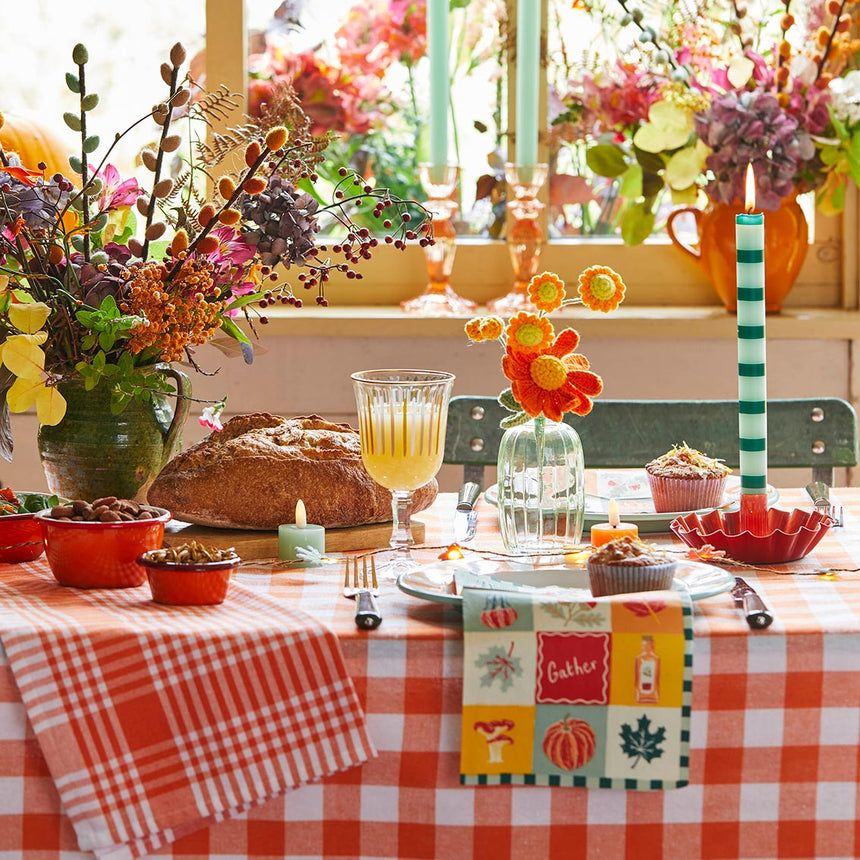 Talking Tables Bon Appetit Gingham Cotton Tablecloth, Orange