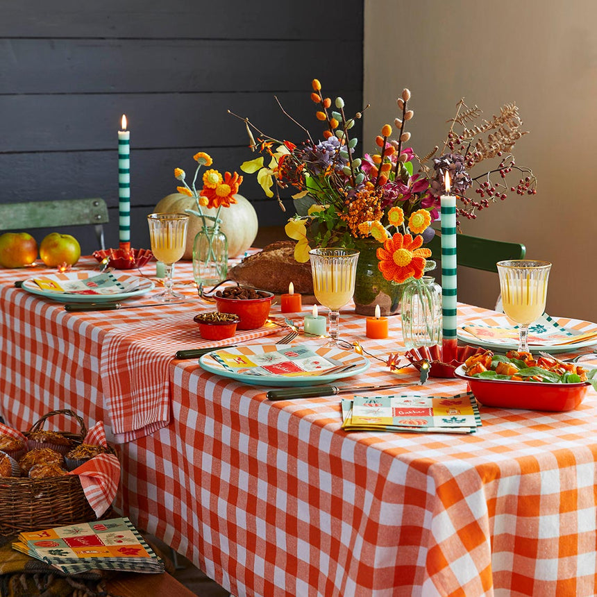 Talking Tables Bon Appetit Gingham Cotton Tablecloth, Orange
