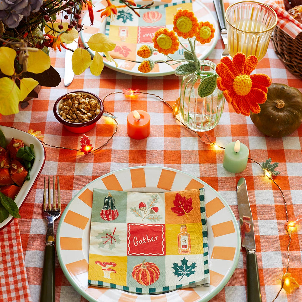 Talking Tables Bon Appetit Gingham Cotton Tablecloth, Orange