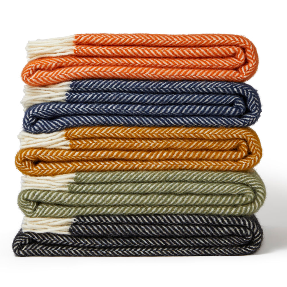 Tweedmill Fishbone Pure New Wool Throw, Cinnamon