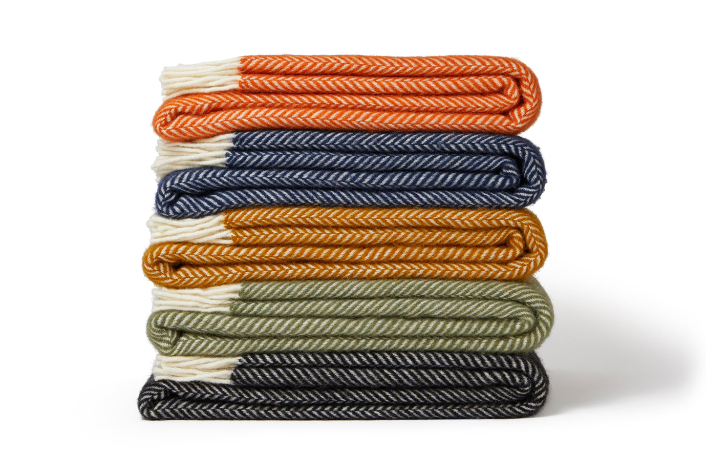 Tweedmill Fishbone Pure New Wool Throw Blanket, Cinnamon