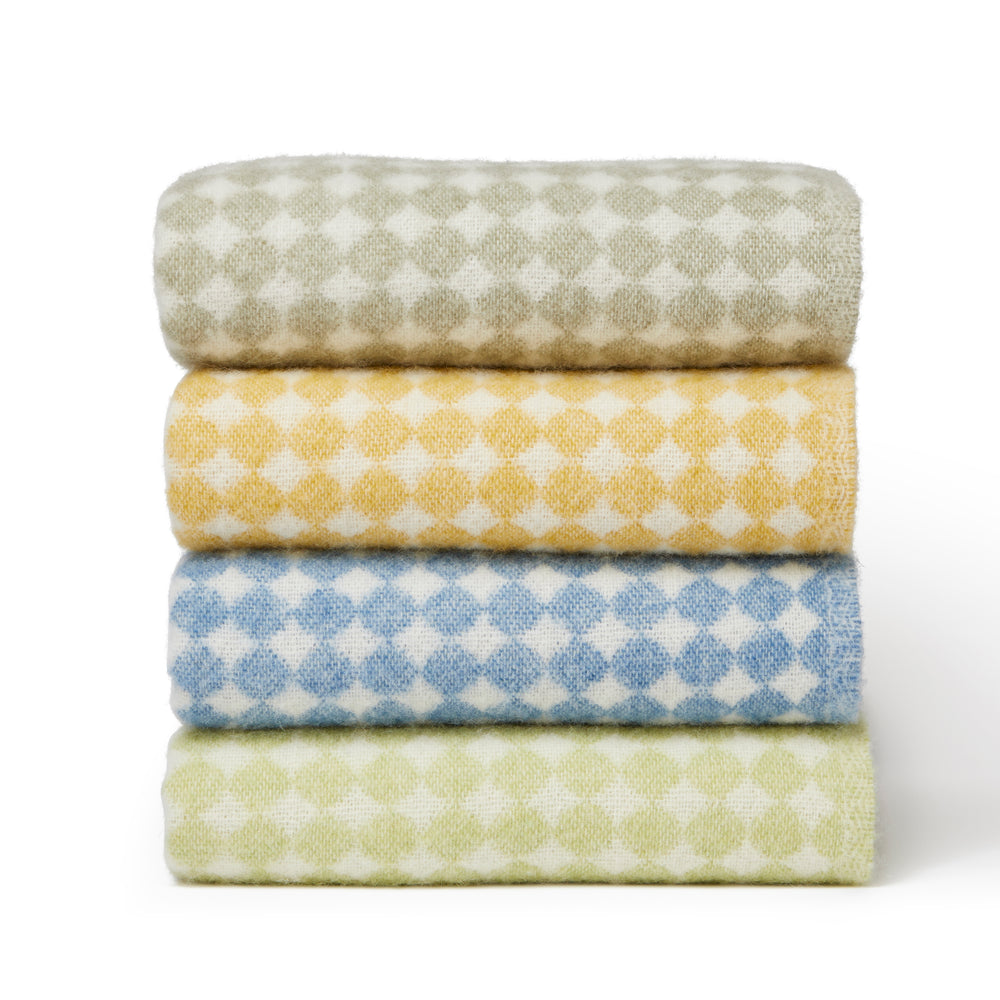 Tweedmill Jacquard Spot Pure New Wool Reversible Throw, Blue Jay