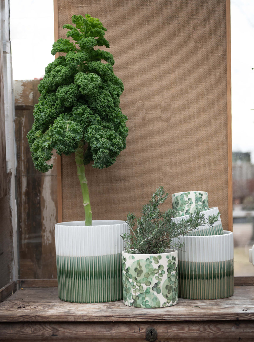 Wikholm Alessia Ceramic Plant Pot, Green