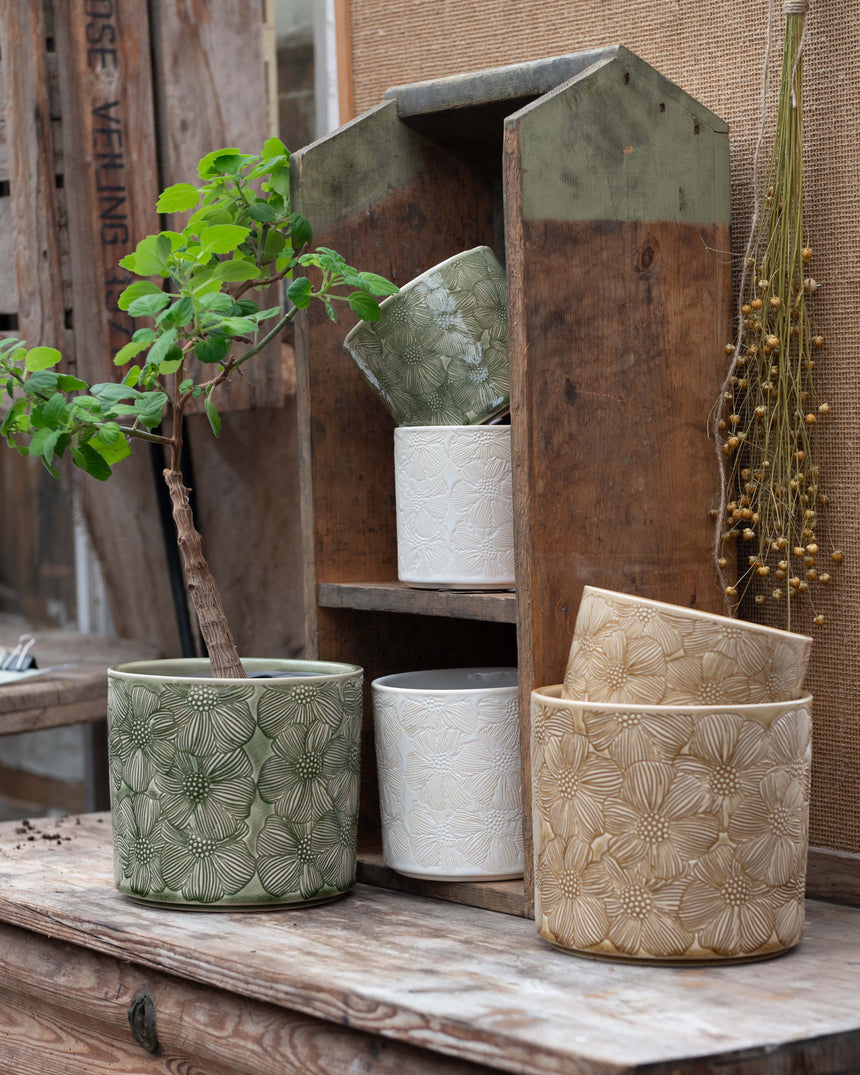 Wikholm  Meave Ceramic Plant Pot, Beige