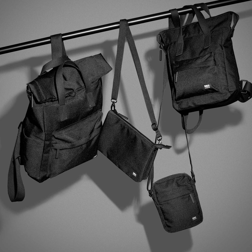 Roka London All Black Canfield B Medium Rucksack, (Sustainable Canvas)