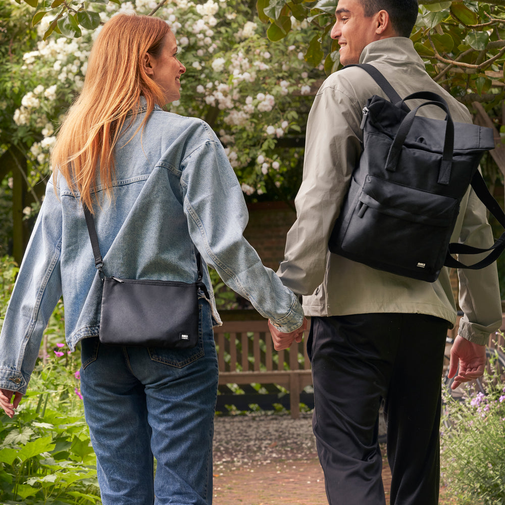 Roka London All Black Finchley Rucksack, (Sustainable Canvas)