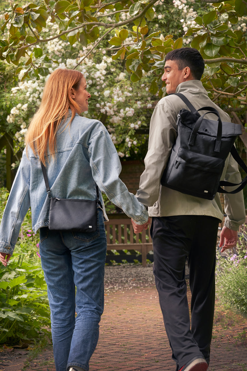 Roka London All Black Finchley Rucksack, (Sustainable Canvas)
